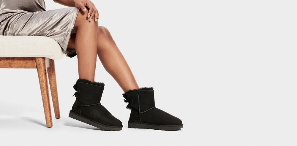 Ugg Mini Boot Womens - Ugg Mini Bailey Bow Ii Black - 316UNXFDY